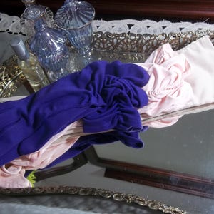Vintage Opera-Length Gloves Set – Beige, Purple & Pink Nylon Gloves (1950s-60s) - FREE Gift Included!!