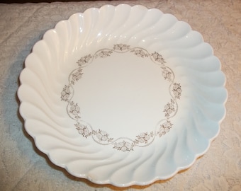 Round Scalloped White Vegetable Bowl - Serving Dish with Daisy Design - Vintage - FREE Gift Included!!