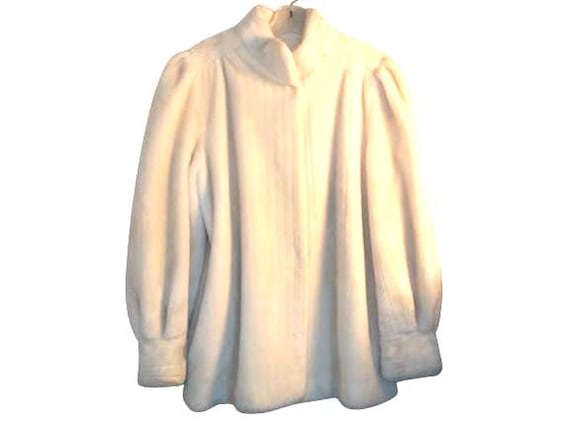 White Faux Fur Winter Coat - Heavy Jacket - Mid Length - Thick and Cuddly - Size 10 - FREE Gift Included!!