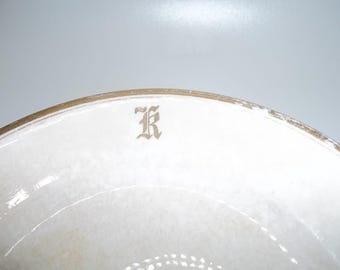 Set of 3 Antique Homer Laughlin Monogrammed Bread & Butter Plates – Gold “R” Trim, 18K Gold, Shabby Cottage Décor - FREE Gift Included!