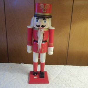 Vintage Wooden Nutcracker Soldier Noble Guard Decoration Christmas Hand-painted Hand-carved 14 inches Tall - FREE Gift Included!!