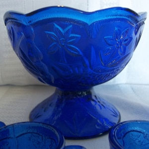Cobalt Blue Punch Bowl Set - Etsy