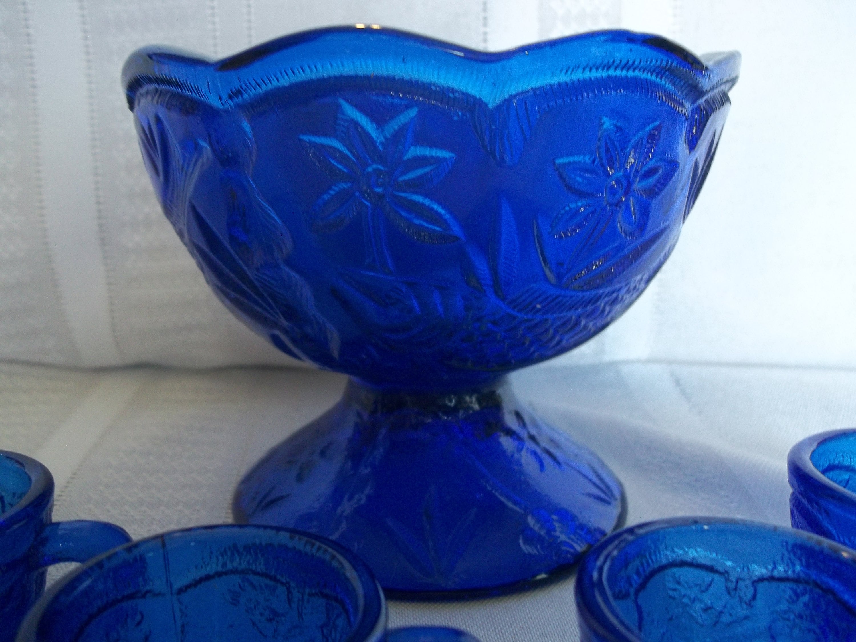 Cobalt Blue Punch Bowl Set - Etsy