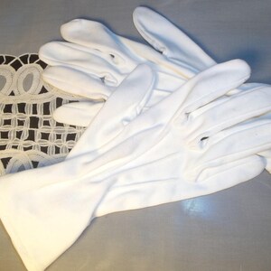 Vintage Unisex White Gloves Military Train Conductor Pall Bearer Parade Heavy Cotton Top-Stitch Design - FREE Gift Included!!