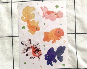 Holo Goldfish Sticker Sheet | Kawaii | Fish Stickers | Cute | Vinyl Stickers