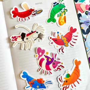 Matte Shrimp Stickers| 3 inch stickers | Stationery