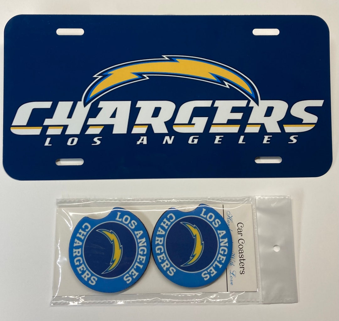 Los Angeles Chargers License Plate With Car Coasters Etsy