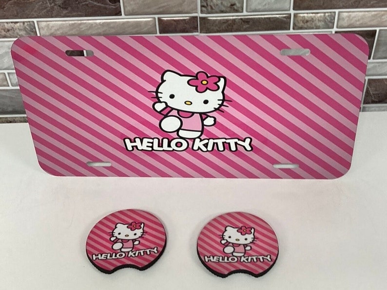 Hello Kitty License Plate With Cup Holder Inserts Etsy