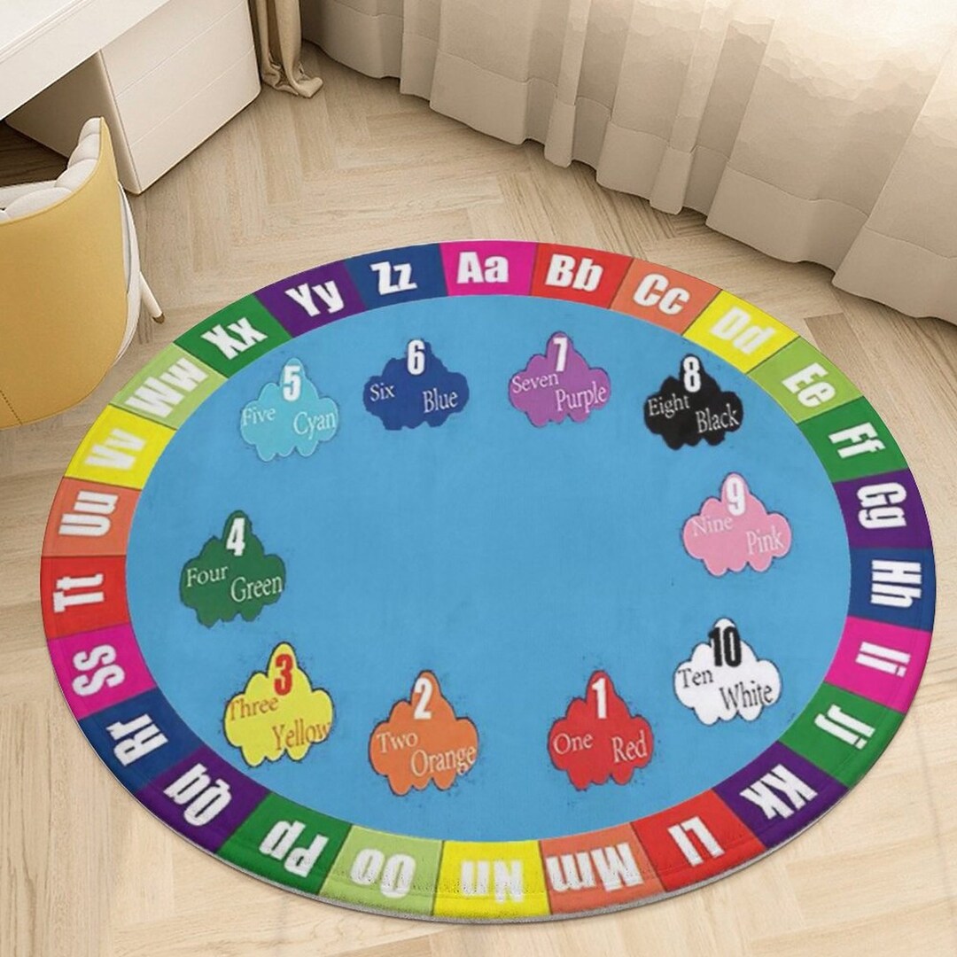Adorable Abcs Round Rug Children's Nursery ABC Round Rug Etsy