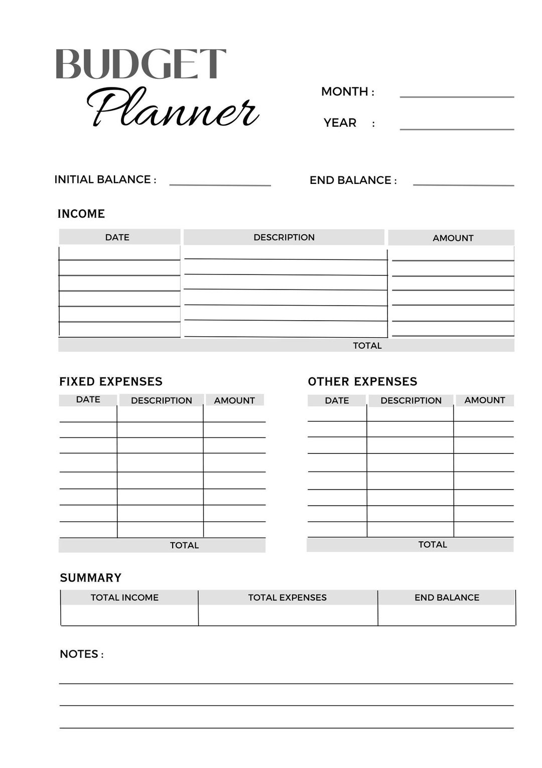 Digital Budget Planner A4 Size Printable Budget Planner Simple Etsy