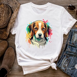 Beagle T-Shirt Dog Owner Unisex Tee Colorful Beagle Quirky Shirt Pet Apparel Funny Dog Lover Gift  Pet Gift