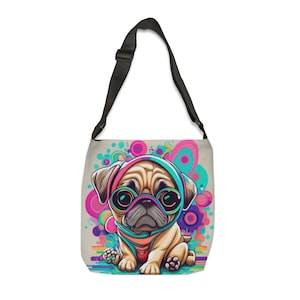 Pug Dog Lover Tote Bag Colorful Stylish Carryall Dog Owner Perfect Gift for Devoted Dog Parents Beach Bag Cute puppy