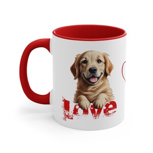 Golden Retriever Love Heart Mug Two-Toned Dog Lover Gift Coffee Mug Puppy Owner Cup