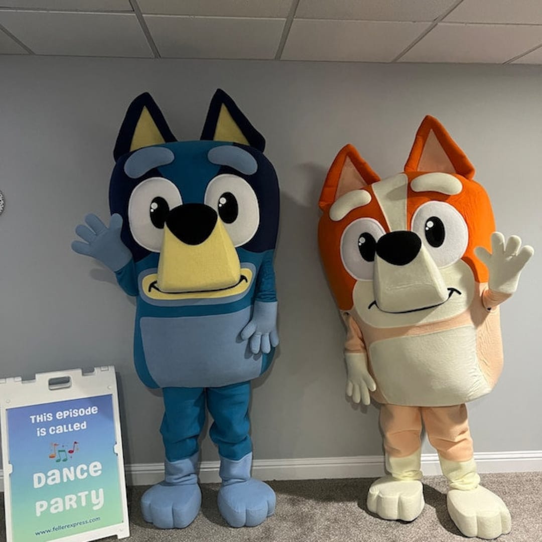 Blue Heeler Mascot Costume, Bluey and Bingo Mascot Costume for Adult