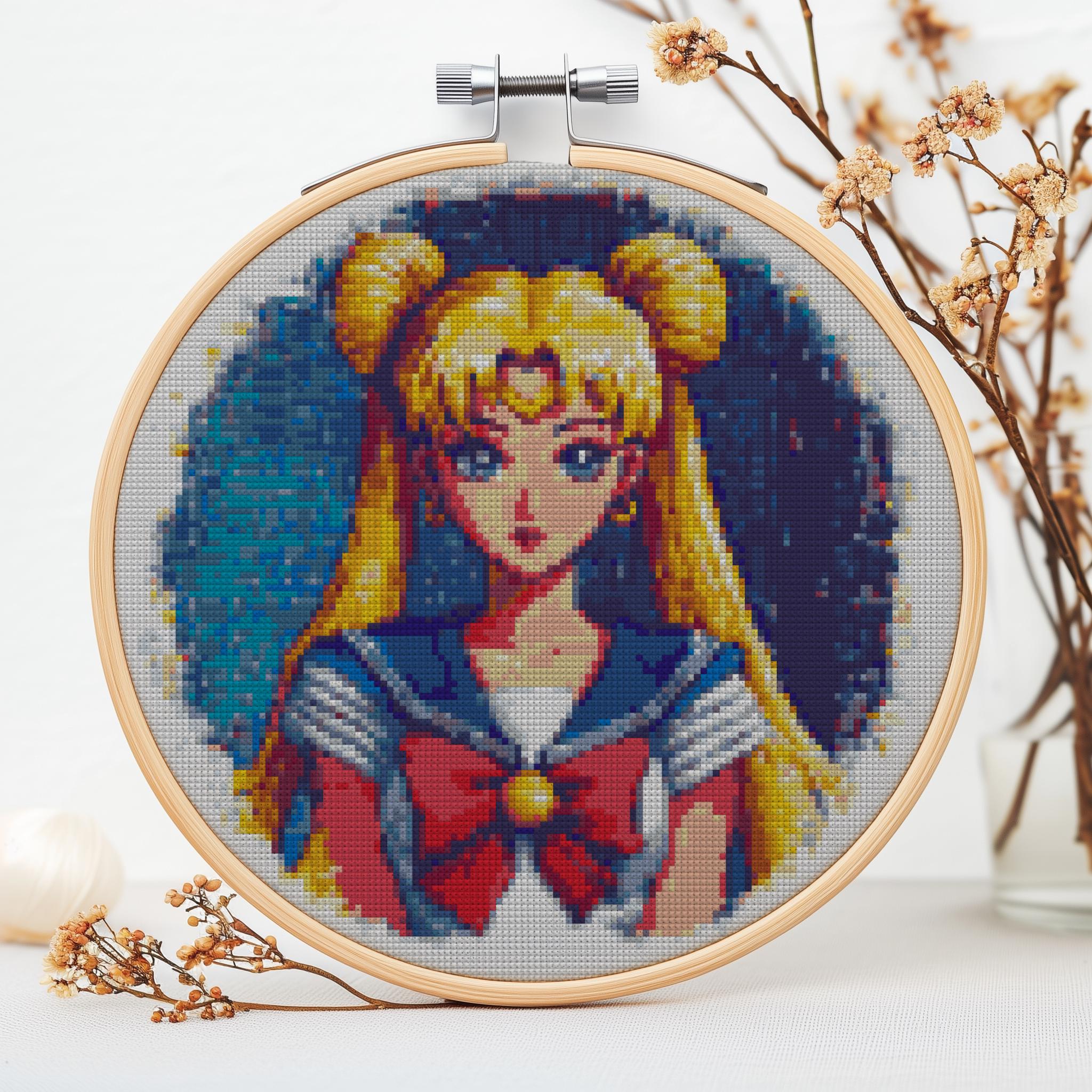 Sailor Moon Cross Stitch Pattern Pack – 6 Unique Usagi Tsukino
