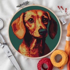 Dachshund Dog Cross Stitch Pattern - Ideal for Pet Lovers & DIY Embroidery Projects | Perfect for Home Decor and Personalized Gifts