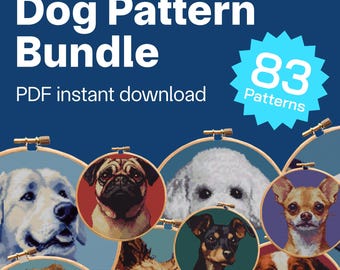 83 Breed Cross Stitch Patterns Bundle - Perfect for Pet Lovers and DIY Gifts | Labrador, French Bulldog, Golden Retriever & More!