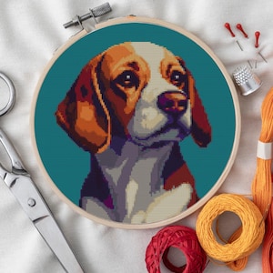Beagle Dog Cross Stitch Pattern - Ideal for Pet Lovers & DIY Embroidery Projects | Perfect for Home Decor and Personalized Gifts