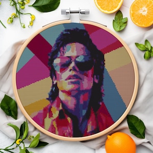 Michael Jackson Pop Art Cross Stitch Pattern - Downloadable PDF - Easy Embroidery Pattern for Beginners and Experienced Stitchers