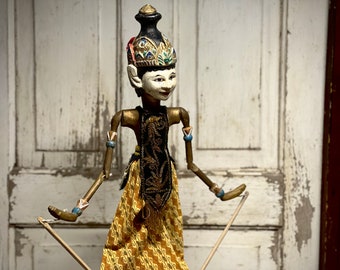 Vintage Wayang Golek Rod Puppet from Indonesia, Balinese Theater Puppet, Hand Crafted Asian Java Rod Puppet