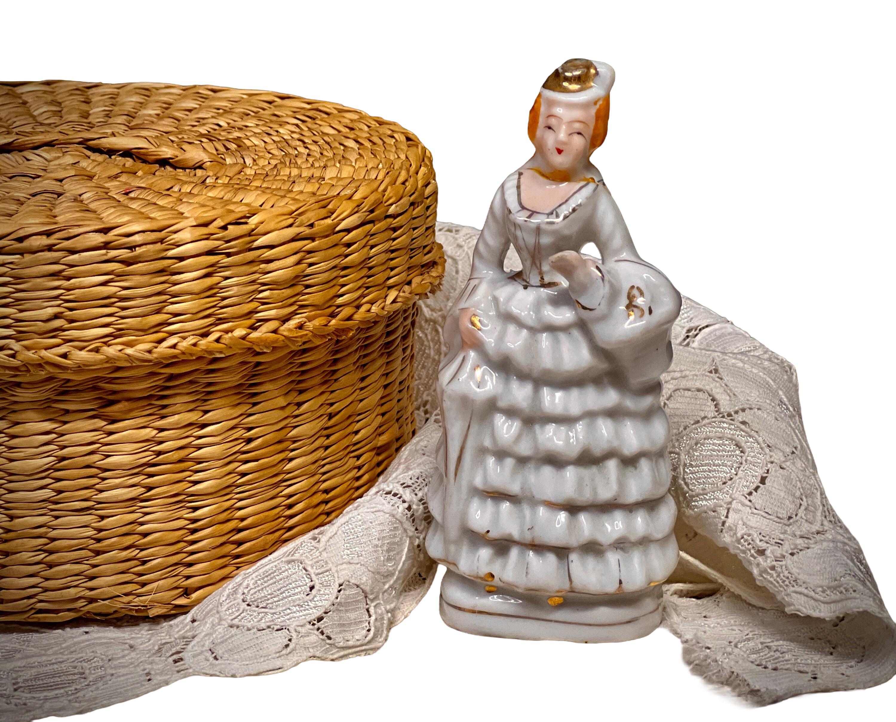 Vintage Porzellan viktorianische Dame Figur: Goldvergoldung, besetztes Japan