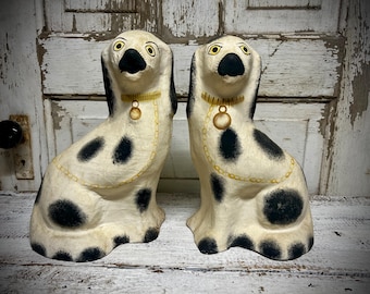 Vintage Fitz & Floyd Paper Mache Staffordshire Style König Charles Cavalier Hunde