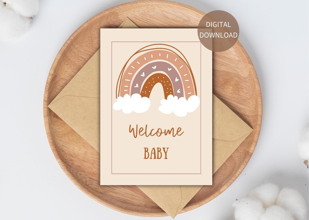 Rainbow New Baby Card Girl Printable New Baby Girl Etsy Canada