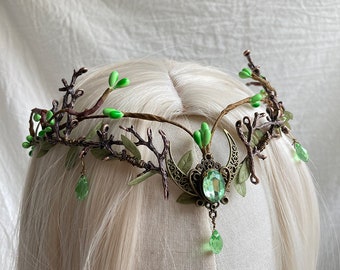 Elf Tiara with Branches, Handmade Enchanted Forest, Moon, Earth, Elven, Elf Crown, Dragon, halloween