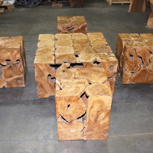 Teak Solid Wood Block Coffee Table 5 Pcs Sets TWBT07 - Etsy