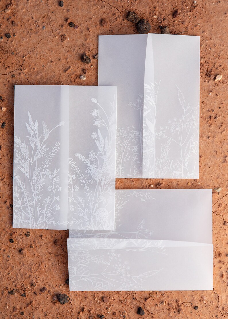 Vellum Jackets for 5 X 7 Wedding Invitations, Vellum Wraps, Vellum DIY