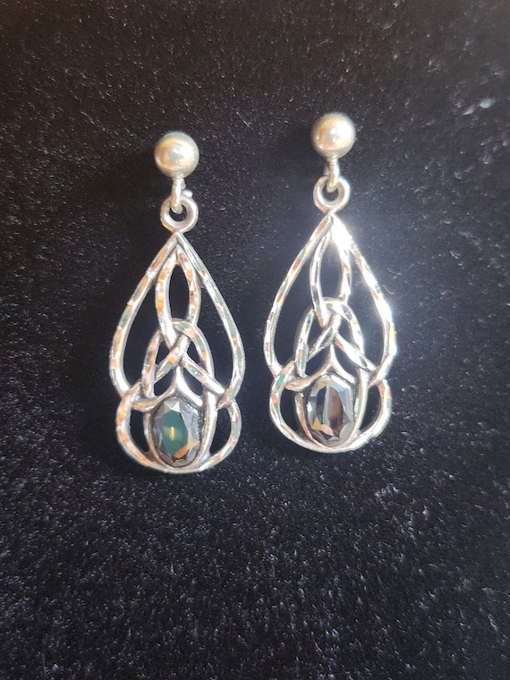 Sterling Hematite Dangle Earrings - image 4