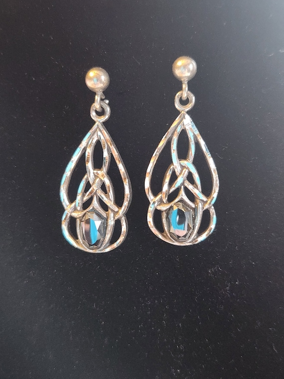 Sterling Hematite Dangle Earrings - image 1