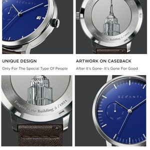 Secanti Blue Silver Limited Edition Watch Unisex For Men Women Gift Ideas Unique Timepieces Luxury Custom Minimalist Design Watches His Hers image 4