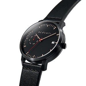 Secanti Limited Edition Black Watch Unisex For Men Women Gift Ideas Unique Luxury Analog Quartz Stainless Steel Leather New York Custom