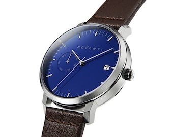 Secanti Blue Silver Limited Edition Watch Unisex For Men Women Gift Ideas Unique Timepieces Luxury Custom Minimalist Design Watches His Hers