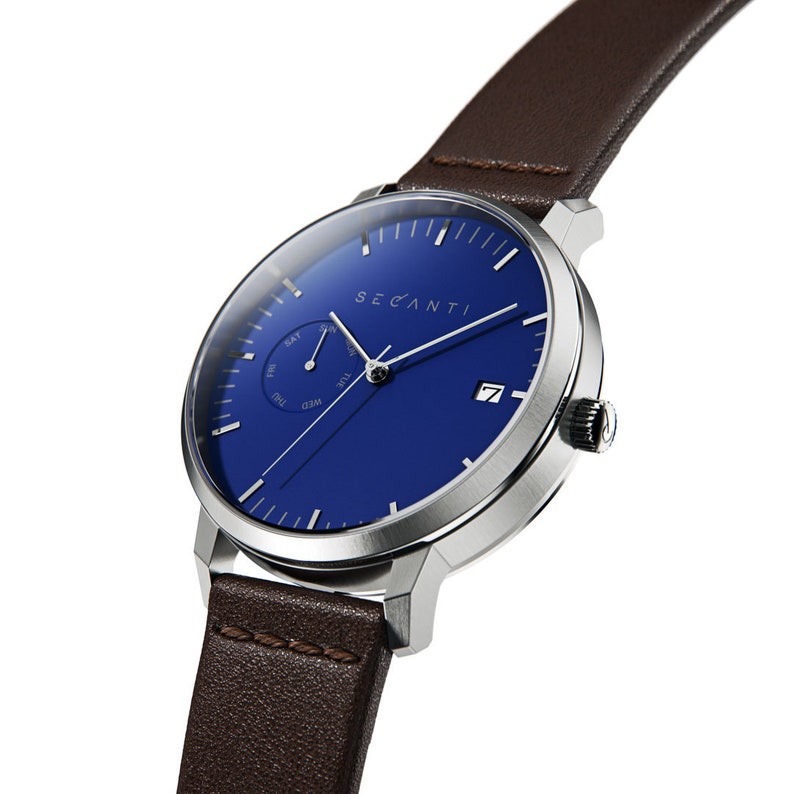 Secanti Blue Silver Limited Edition Watch Unisex For Men Women Gift Ideas Unique Timepieces Luxury Custom Minimalist Design Watches His Hers image 1