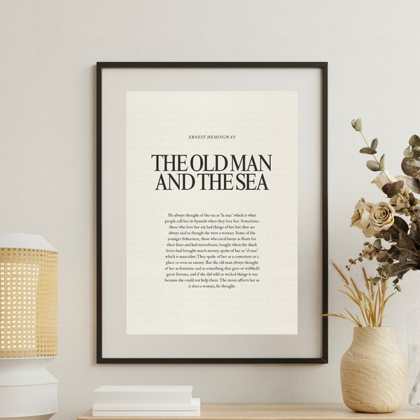 Ernest Hemingway 'The Old Man And The Sea' Vintage Poster for Book Lovers