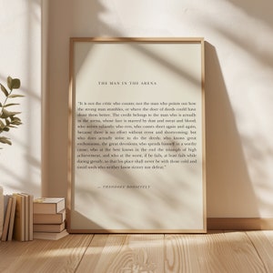 Theodore Roosevelt 'The Man In The Arena' | Poëzieafdrukken | Boekcitaten | Literaire kunst