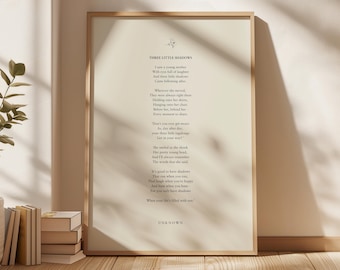 Three Little Shadows Poem Print: Motherhood Literary Art