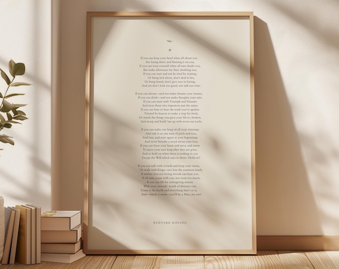 Rudyard Kipling "If" | Poetry Prints | Wall Art Decor | Literary Art | Bookish Gifts