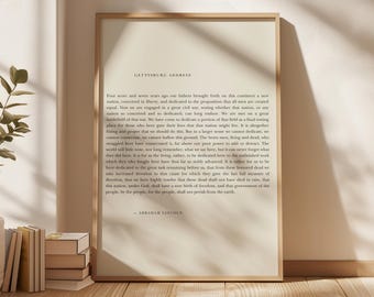 Gettysburg Address Print: Abraham Lincoln Quote, Literary Art