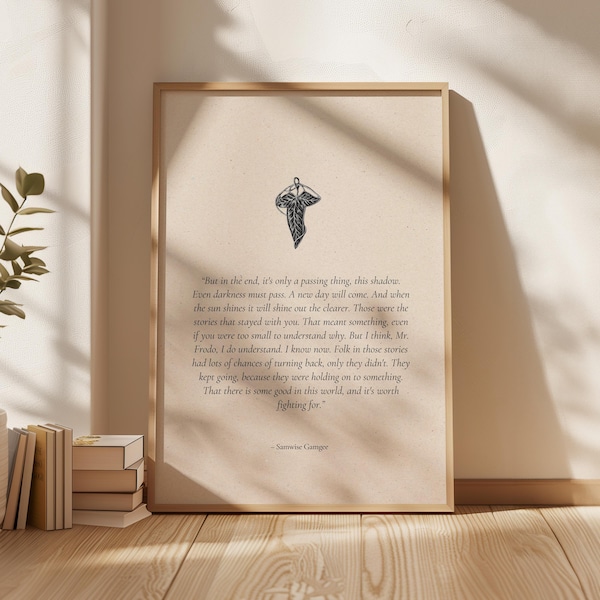 Citazione de Il Signore degli Anelli "E vale la pena combattere per" / Stampe di poesie / Citazioni di libri / Arte letteraria / Decorazioni murali
