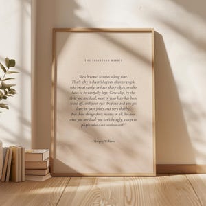 The Velveteen Rabbit &quot;You Become&quot; Quote Print: Literary Wall Art Decor