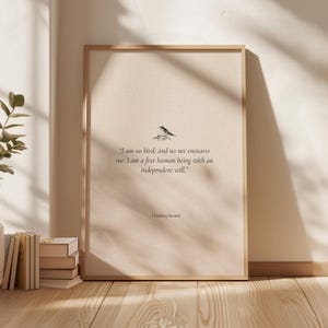Jane Eyre &quot;I Am No Bird&quot; Quote Print: Charlotte Bronte Literary Art