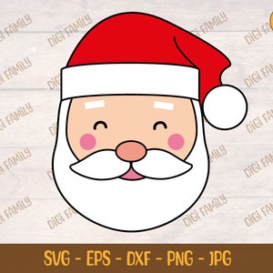 Cute Santa SVG. Kawaii Santa Cut files - Digital download. EPS PNG - Instant Download.
