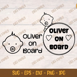 Oliver on board SVG. 2x Cut files - Digital download - Car sticker silhouette. EPS DXF - Instant Download.