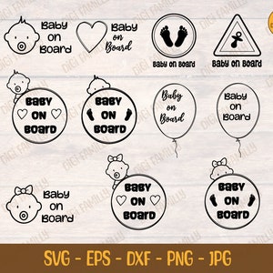 Baby on board SVG bundle. Cut files - Digital download - Car sticker silhouette. EPS DXF - Instant Download.