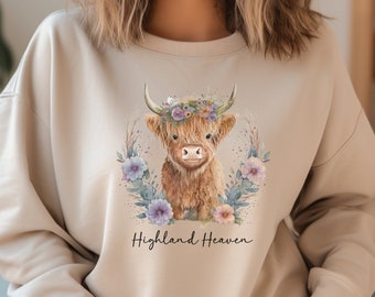Kuh Highland Sweatshirt, süßes Bauernhof Familien Shirt, Landwirtschaft Shirt, Western Cowgirl Sweatshirt, lustiges Kuh Geschenk, Kuh Shirt, lustiges Kuhmädchen,