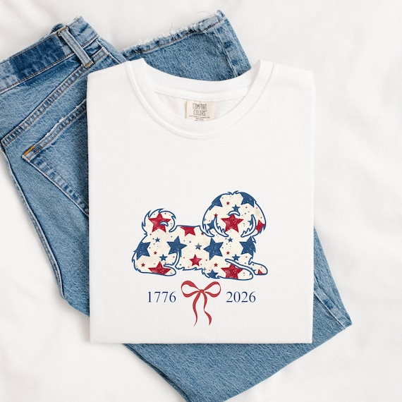 Shih Tzu Mama 1776 - 2026 Shirt, Patriotic Shih Tzu Mom Tee, 4th of July Dog Shirt, American Flag Shih Tzu Shirt, USA Dog Mothers Day Gift