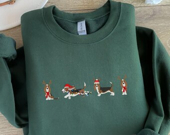 Cute Basset Hound Christmas sweatshirt, funny dog mom shirt, dog owner gift, Basset mama gift, therapy dog shirt, dog mom apparel, Hound tee